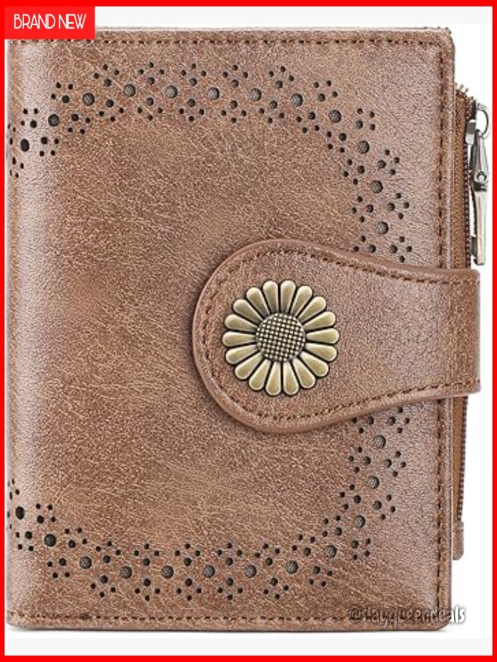 Compact RFID Blocking Leather Bifold Wallet with Zipper Coin Pocket